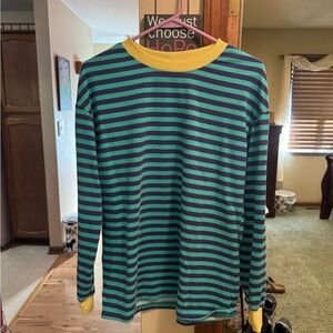 Striped Green and Blue Women's Top